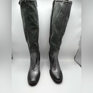 vero cuoio  Leather silver distressend boot with denim zippered top One O A Kind